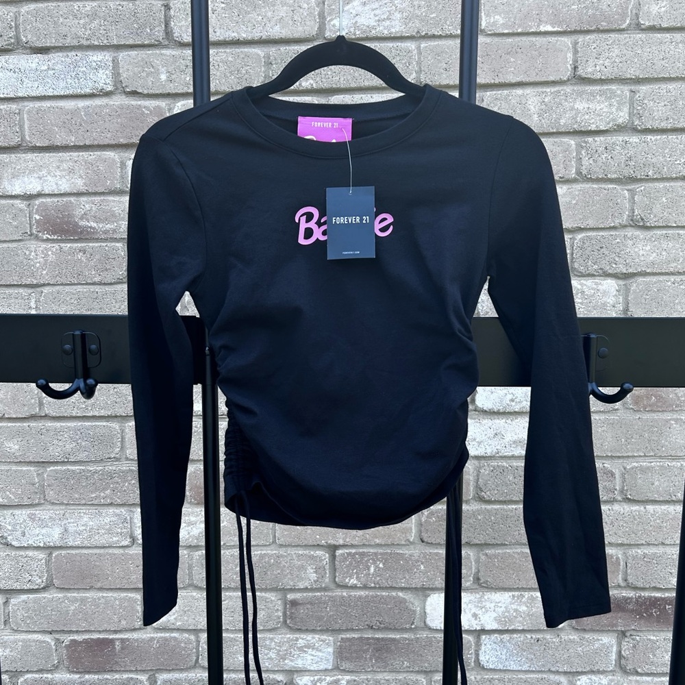 FOREVER 21 Barbie adjustable long sleeve crop top